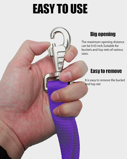 Adjustable Nylon Bucket Strap （3 Pack）- for Hay Nets, Water Buckets, Hanging Strap,Horse Outdoor Feeders,Heavy Duty Horse Water Feed, 30" (Purple)
