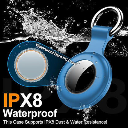 1|2|4Pack for Apple AirTag Holder,for Air Tag 2nd &1st Genaretion,Waterproof GPS Tracker Air Tag Keychain with Cover Anti-Scratch Silicone for Air-Tag Case for Pets,Kids,Bags,Luggages-Blue