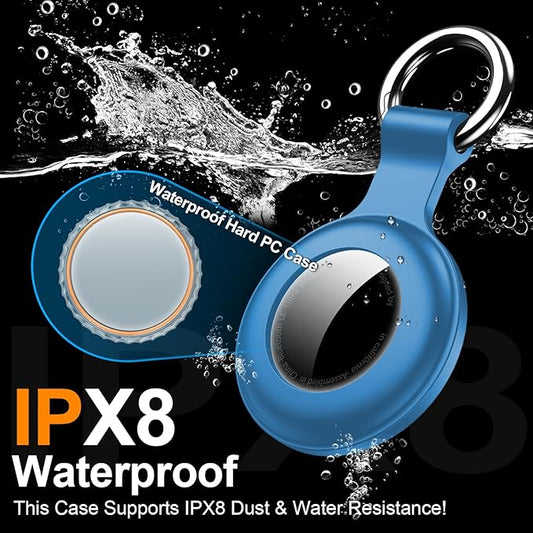 1|2|4Pack for Apple AirTag Holder,for Air Tag 2nd &1st Genaretion,Waterproof GPS Tracker Air Tag Keychain with Cover Anti-Scratch Silicone for Air-Tag Case for Pets,Kids,Bags,Luggages-Blue