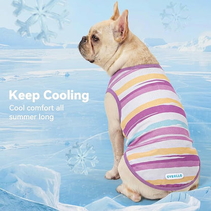 cyeollo 2pack Dog Shirt Cooling Breathable Sleeveless Summer Clothes for Dogs, Intant Cool T Shirts for Small Dogs, Purple S