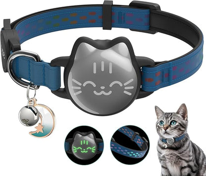 AirTag Cat Collar, Reflective Breakaway Collar, Hidden Holder with Bell | Compatible with Apple AirTag 1st & 2nd Gen, Lightweight Water-Resistant Strap for Cats, AirTag Not Included