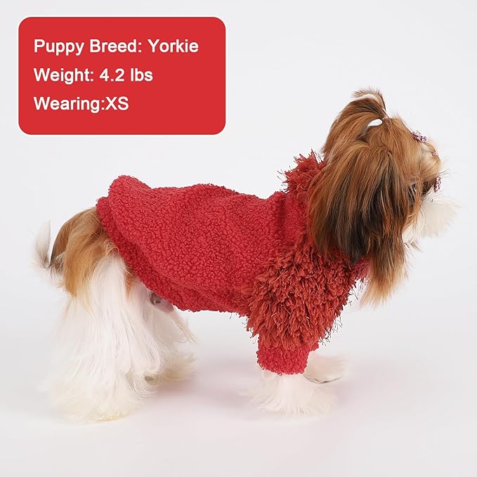 Dog Sweater Chihuahua Sweatshirt Dog Clothes for Small Dogs Girl Boy Soft Fleece Coat for Small Dogs Cat Clothes Soft Puppy Cat Clothing, Red, XS