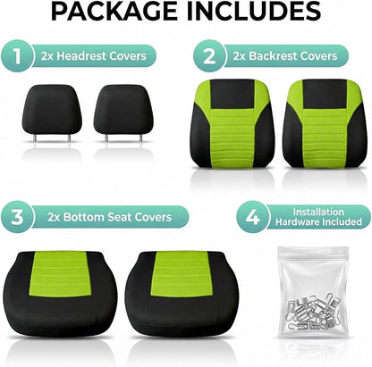FH Group Automotive Car Seat Covers Front Set Premium 3D Air Mesh Front Seat Covers, Airbag Compatible Universal Fit Interior Accessories for Cars Trucks and SUVs - Green