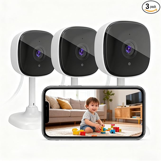 AMOROM Indoor Camera for Home Security1080P WiFi Security Camera for Baby MonitorPrivacy Mode2-Way TalkNight VisionMotion DetectionCloud&SD Card StorageAlexa&Google Home Compatible (Wired) AM-C1-03