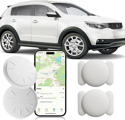 GPS Tracker for Vehicles,Real Time Car Tracker Work with Apple Find My(iOS Only),No Subscription Global Coverage Hidden Car Locator with Magnetic Case (White,2PCS)