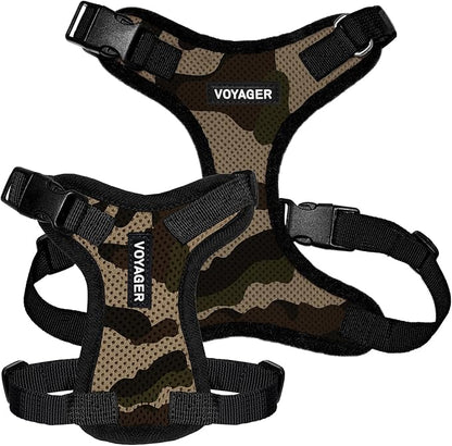 Voyager Step-in Lock Pet Harness - All Weather Mesh, Adjustable Step in Harness for Cats and Dogs by Best Pet Supplies - Army/Black Trim, S (Pack of 2)