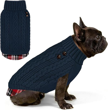 KYEESE Dog Sweater Warm Turtleneck Small Dogs Sweater Stretchy Comfy Pet Coat for Fall Winter Cold Weather Soft Pullover Dog Sweaters for Small Dogs Male