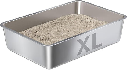 Stainless Steel Litter Box XLarge, XL Metal Cat Litter Box, Easy Clean Non Stick No Smell