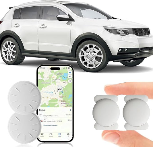 GPS Tracker for Vehicles,Mini Hidden Car Tracker with Magnetic Case,No Monthly Fee Real Time GPS Car Tracker Works with Apple Find My(iOS Only) (White,2PCS)