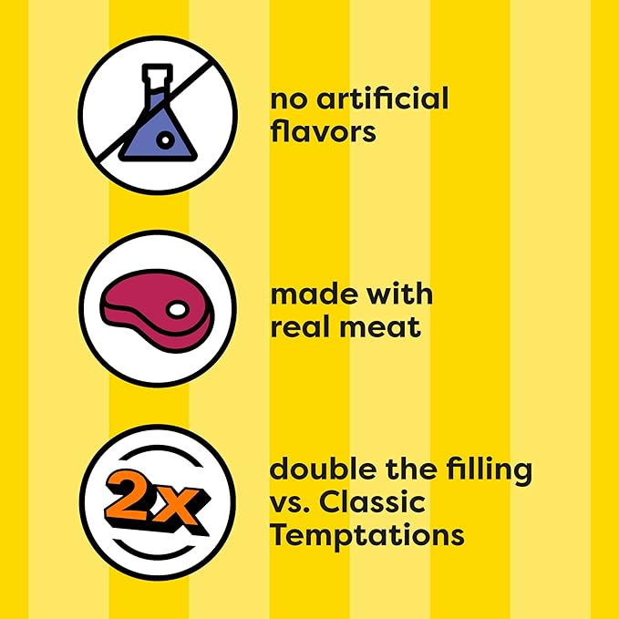 Temptations Tender Fills Crunchy and Soft Adult Cat Treats, Roasted Chicken Flavor, 2.1 oz. Pouch (Pack of 12)
