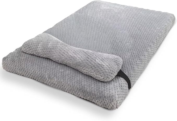 huraty Plush Dog Bed for Medium Large Dogs, Memory Foam Dog Bed Mattress with Washable Cover, Non-Slip Pet Bed Mat Suitable for Pets Up to 30 lbs, Grey 29.5x19.6x2 in