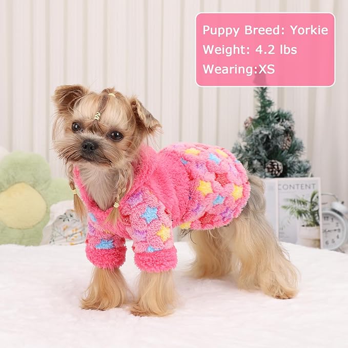 Dog Hoodie Dog Sweater Winter Puppy Clothes for Small Dogs Boy Girl Pet Hoodies Cold Weather Doggie Coats Fall Doggy Sweatshirt for Chihuahua Yorkie Cat Sweater Costume, Rose Pink, XXS