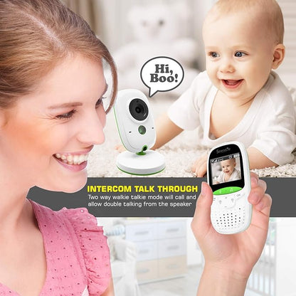 SereneLife USA Video Baby Monitor - Upgraded 850’ Wireless Long Range Camera, Night Vision, Temperature Monitoring and Portable 2” Color Screen with Clip - SLBCAM10.5, Green