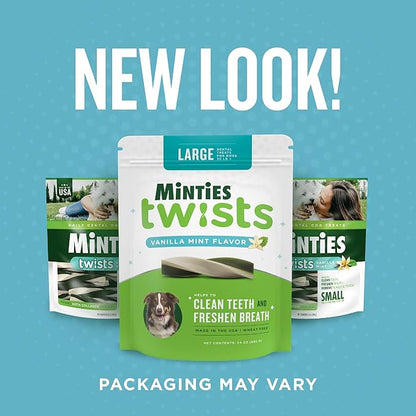 Minties Twists VetIQ Dog Dental Bone Treats, Dental Chews for Medium/Large Dogs (Over 40 Lbs), 40 Count