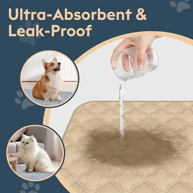FunFurry Washable Guinea Pig Cage Liner - 2 Pack Reusable Washable Pee Pads，Waterproof Guinea Pig Bedding for Small Animal - Rabbit Bunny Hamster Puppy (Cream, 24" X 47" - 2 Pack)