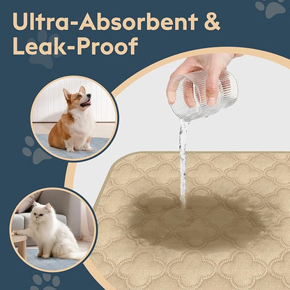FunFurry Washable Guinea Pig Cage Liner - 2 Pack Reusable Washable Pee Pads，Waterproof Guinea Pig Bedding for Small Animal - Rabbit Bunny Hamster Puppy (Cream, 24" X 47" - 2 Pack)