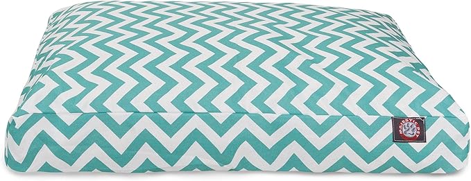 Majestic Pet Chevron Rectangle Dog Bed Washable – Non Slip Comfy Pet Bed – Crate Bed with Removable Washable Cover – Kennel Bed for Sleeping, Polyester Fiber, X-Large, Teal