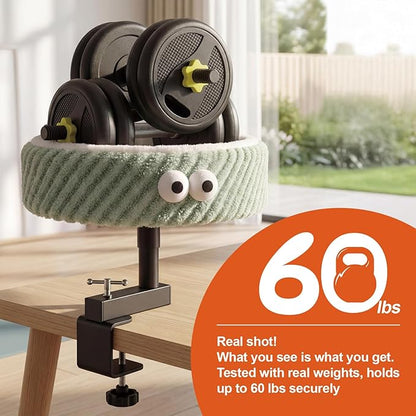 Cat Desk Bed, Height Adjustable 360° Rotating Desk Mounted Cat Bed, 2-in-1 Cat Desk Perch Hammock, Desk Cat Bed Attachment with Washable Cushion for Most Cats (Green)