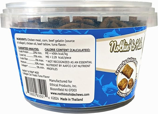 Fieldcrest Farms Nothin’ to Hide Collagen Cat Treats – Crunchy & Creamy Cat Snacks, High-Protein Healthy Treats for Skin, Coat & Joint Support, Tuna Flavor, 8 oz.