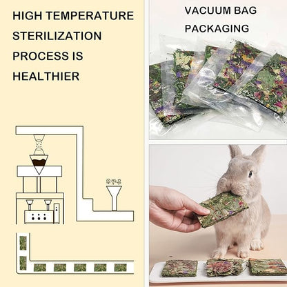 Rabbit Toys 20 Pack Bunny Toys Bunny Chew Toy Guinea Pig Treats Timothy Hay Toy Chips with Herbal Flowers Timothy Hay Grass Hamster Snacks Chinchillas Gerbils for Small Animals Teeth