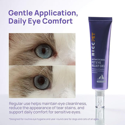 HICC PET Dog Eye Gel, Vet-Trusted Dog Eye Infection Treatment, Cat Eye Drops Wash, Soothes Irritation, Moisturizes Dry Eyes, Pet Eye Drops Ointment Alternative for Dogs, Cats, Horses. 4 fl oz