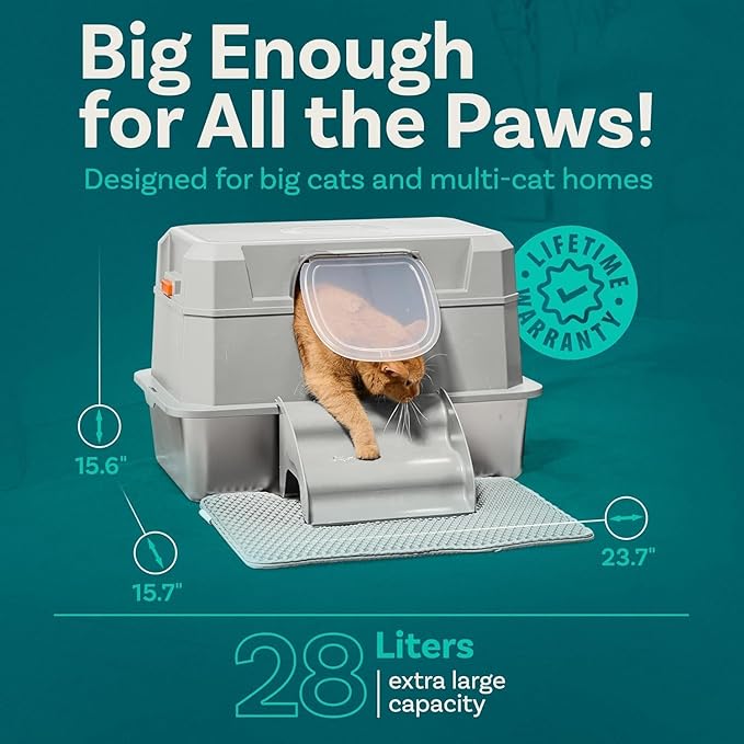 Stainless Steel Cat Litter Box with Lid - XL 3-in-1 Design for Indoor Cats - Stainless Steel Litter Box - Maximum Privacy and Odor Control for Indoor Cats - Gray