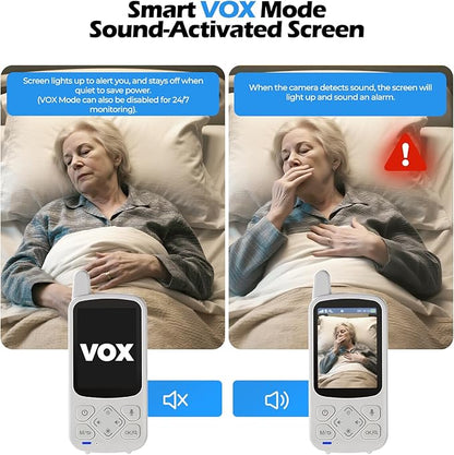 Elderly Monitor with Camera and Audio, Two-Way Talk Baby Monitors for Elderly Care, Call Button, Med Reminder Camera for Elderly Monitoring, for Seniors, Dementia Patients (No WiFi)