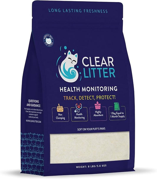 Crystal Cat Litter with Color-Changing Health Monitoring Crystals – 30-Day Odor Control, Low Dust, Non-Clumping, Ultra Absorbent, Safe for Multi-Cat Households, Easy Clean Silica Gel