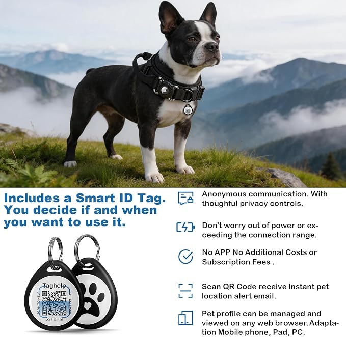 AirTag Dog Collar for Large Dogs - Tactical Collar with Waterproof AirTag Case, Military Handle & Reflective Strap. Secure Apple Air Tag GPS Tracking for Medium, Large Breeds (Black,M)
