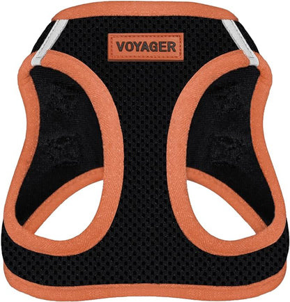 Best Pet Supplies - All Weather Mesh/Plush, Reflective, No Pull Harness for Small, Medium Dogs, Cats - Secure with Hook & Loop Fastener, Buckle, Double D-Rings - Black/Orange Trim, S