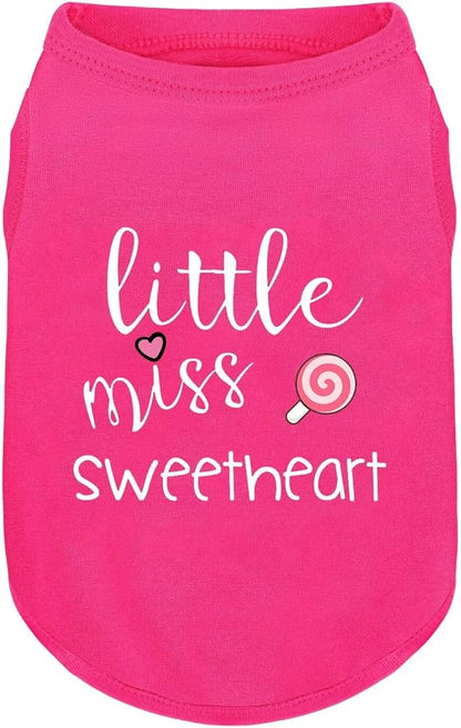 Pink Cotton Dog Shirt with 'Little Miss Sweetheart' Print, Soft & Breathable Pet Apparel for Small to Large Dogs, All-Season Sleeveless Vest, Cute and Comfortable Dog Outfit.Pink Lollipop M