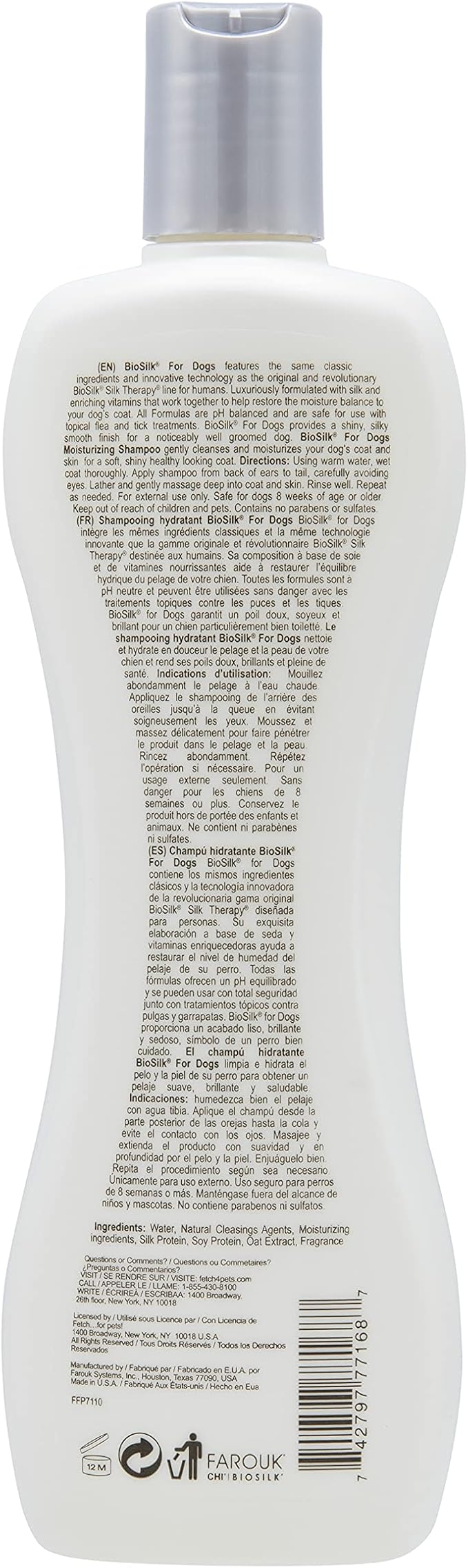 BioSilk Silk Therapy Moisturizing Shampoo for Dogs - Best Dog Shampoo for Pets with Dry, Itchy, or Sensitive Skin, Gentle Dog Wash, Essential Grooming Supplies, 12 Fl Oz - 2 Pack