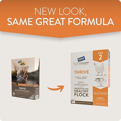 FlockLeader Thrive, Daily Probiotic & Prebiotic Water Supplement for Chickens 8+ Weeks Old, 8 oz (Pack of 2)