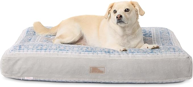 Town & Country Everyday CuddleTown Medallion Everwash® Pillow Pet Bed, Water Repellent Floor Pillow, Machine Washable Cover, Soft & Calming, Blue/Greige, Medium 36"x28"x4"