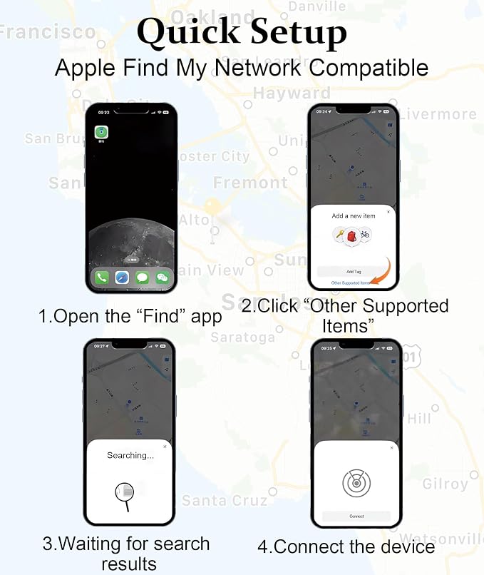 GPS Tracker for Vehicles No Subscription for iOS Only - 1 Pack | Undetectable Car Tracker, Precise Location Bluetooth Tag Compatible with Apple Find My for Key Luggage Kid Pet