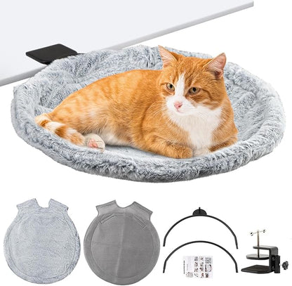 Cat Desk Bed with Replacement Cover, Cat Hammock Desks Cats Nest Furniture, Removable Washable Cats Sleeping Bed for Office Desks and Game Table, Supports Up to 45 lbs