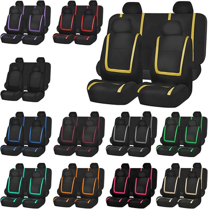 FH Group Car Seat Covers Rear Set Cloth - Car Seat Covers with Removable Headrest,Universal Fit,Automotive SeatCovers,Washable Car SeatCover for SUV,Sedan,Van Mint