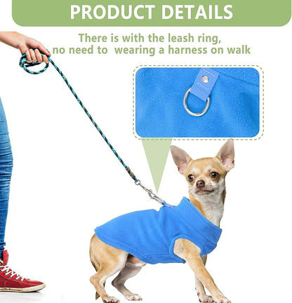 2 Pieces Fleece Dog Sweaters for Small Dogs Male, with Leash Ring, Warm Pet Sweater Fall Winter Thick Clothes Coat for Chihuahua, French Bulldog, Dachshund, XL