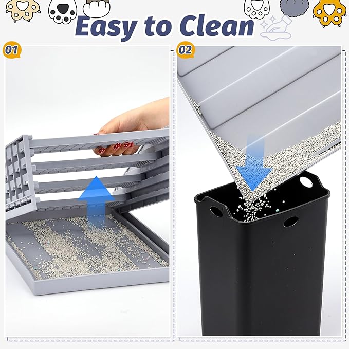 Adjustable Litter Box Step for Cats, 4-Layer Cat Litter Catcher Ramp, Cat Steps for Litter Box, for Kittens Senior Cats, Easy Clean, Grey