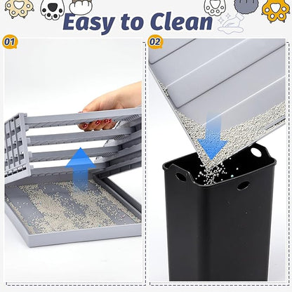 Adjustable Litter Box Step for Cats, 4-Layer Cat Litter Catcher Ramp, Cat Steps for Litter Box, for Kittens Senior Cats, Easy Clean, Grey