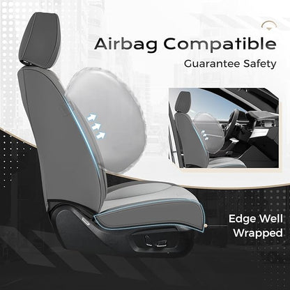 Coverado Car Seat Covers with Lumbar Support, Front Covers for Cars, Universal Automotive Seat Cover, Waterproof, Leather Car Seat Cushion, Interior Seat Protectors for Most Cars