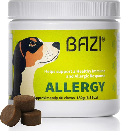 BAZI Allergy Relief Dog Chews – Quercetin, Turmeric, Ashwagandha, Probiotics & Colostrum – Seasonal Allergy, Immune & Digestive Support – for Itchy Skin & Hot Spots – All Breeds & Sizes