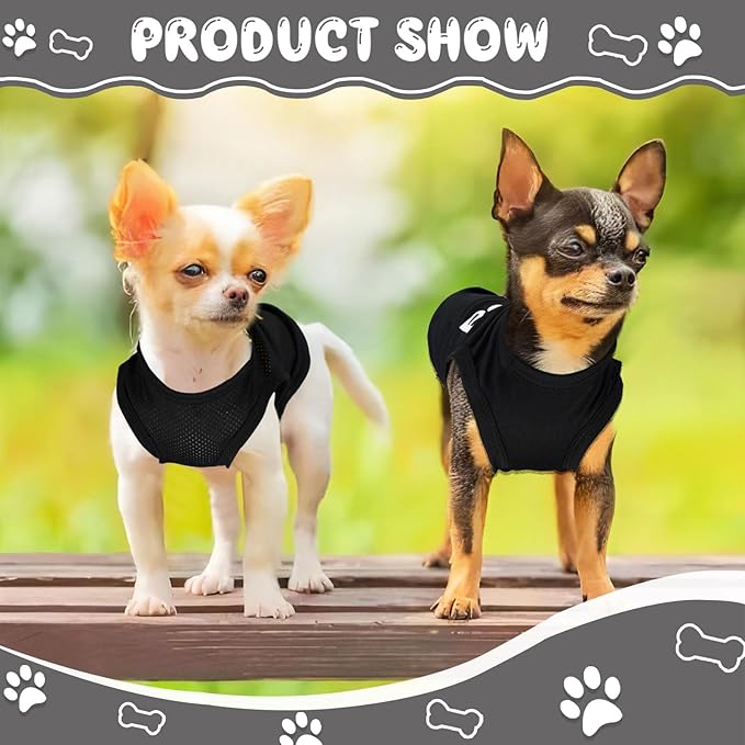 4 Pack Chihuahua Clothes Dog Clothes for Small Dogs Black Puppy Clothes Soft Chihuahua Clothes K9 Security Pattern Dog Shirt Summer Pet Clothing (Small)