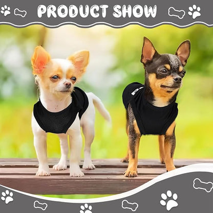 4 Pack Chihuahua Clothes Dog Clothes for Small Dogs Black Puppy Clothes Soft Chihuahua Clothes K9 Security Pattern Dog Shirt Summer Pet Clothing (Small)