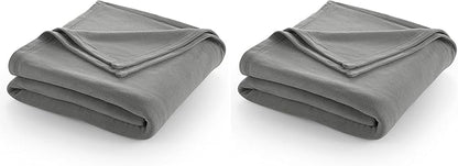 Twin Size Fleece Bed Blanket | Comfy Supersoft Fleece Blanket – All-Season Light Weight Throw Blanket | Luxuriously Soft | Throw Blanket for Couch and Sofa | Machine Wash | Gray | (Pack of 2)