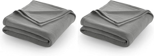 Twin Size Fleece Bed Blanket | Comfy Supersoft Fleece Blanket – All-Season Light Weight Throw Blanket | Luxuriously Soft | Throw Blanket for Couch and Sofa | Machine Wash | Gray | (Pack of 2)