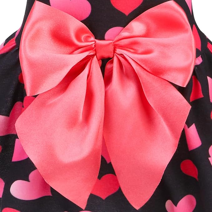 PUPTECK Print Dog Spring Dress Pet Costumes Apparel with Cute Bowtie Puppy Clothes Outfit, Heart, L