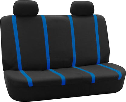 FH Group Car Seat Covers Rear Set Cloth - Car Seat Covers with Removable Headrest,Universal Fit,Automotive SeatCovers,Washable Car SeatCover for SUV,Sedan,Van Blue