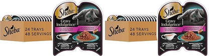 Sheba Gravy Indulgence Adult Wet Cat Food,Wet Food for Cats Salmon Entree in Extra Gravy,2.6 oz. Twin-Pack Trays (,48 Servings),24 Count (Pack of 2)