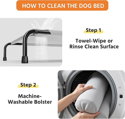 Simple Trending Elevated Dog Bed for Large Dogs, Cooling Raised Dog Cot with Bolsters, Breathable Pet Bed for Outdoor, 47.75" x 31", Grey